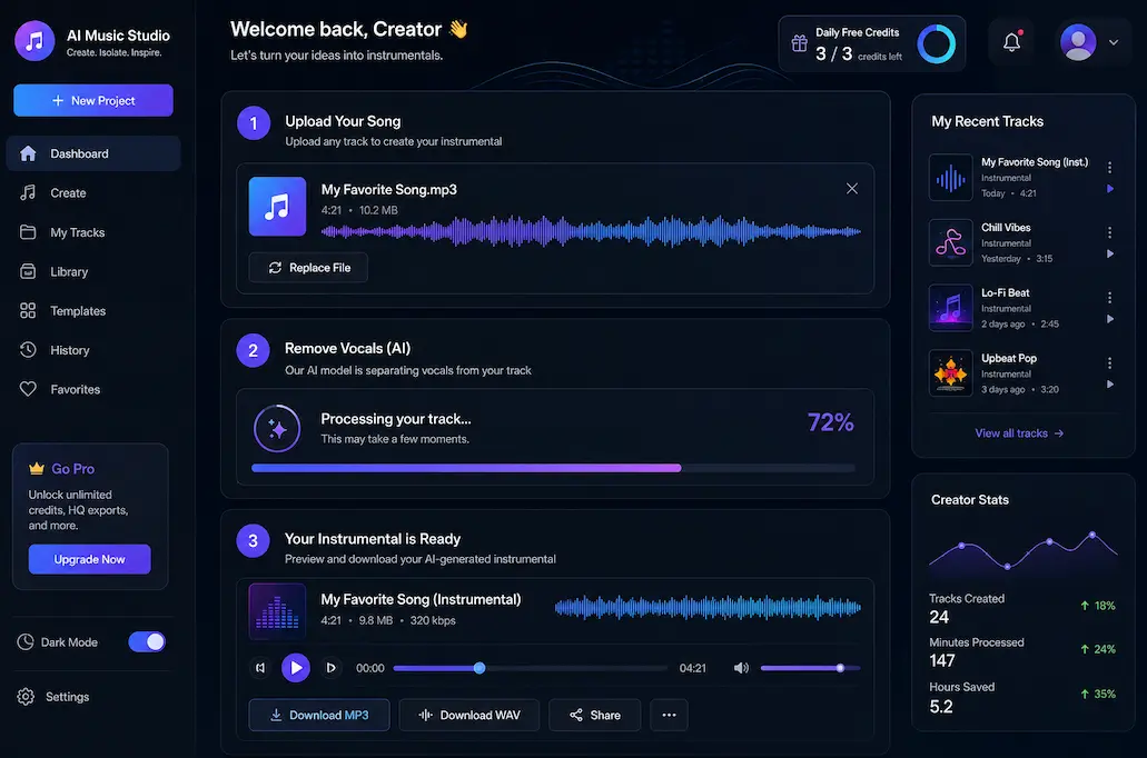 How to Make a Song Instrumental with AI | AIMakeSong