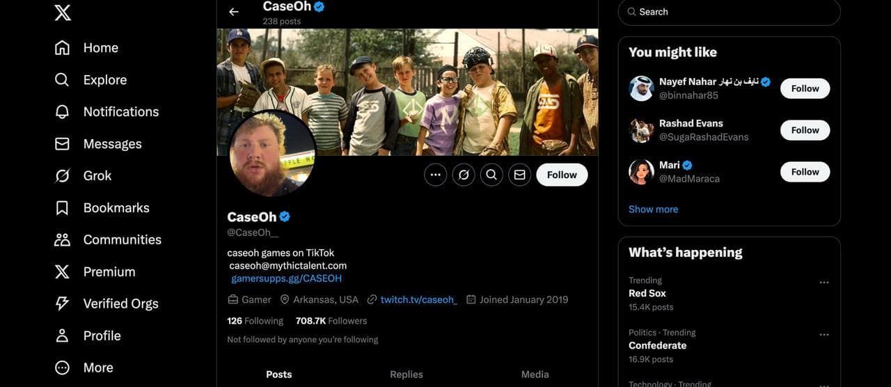 Caseoh Twitter主頁