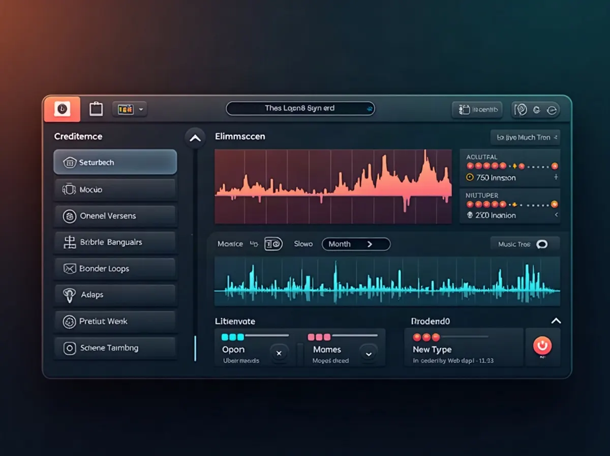 Game music maker workspace with a scene brief on the left and a looping waveform preview on the right.