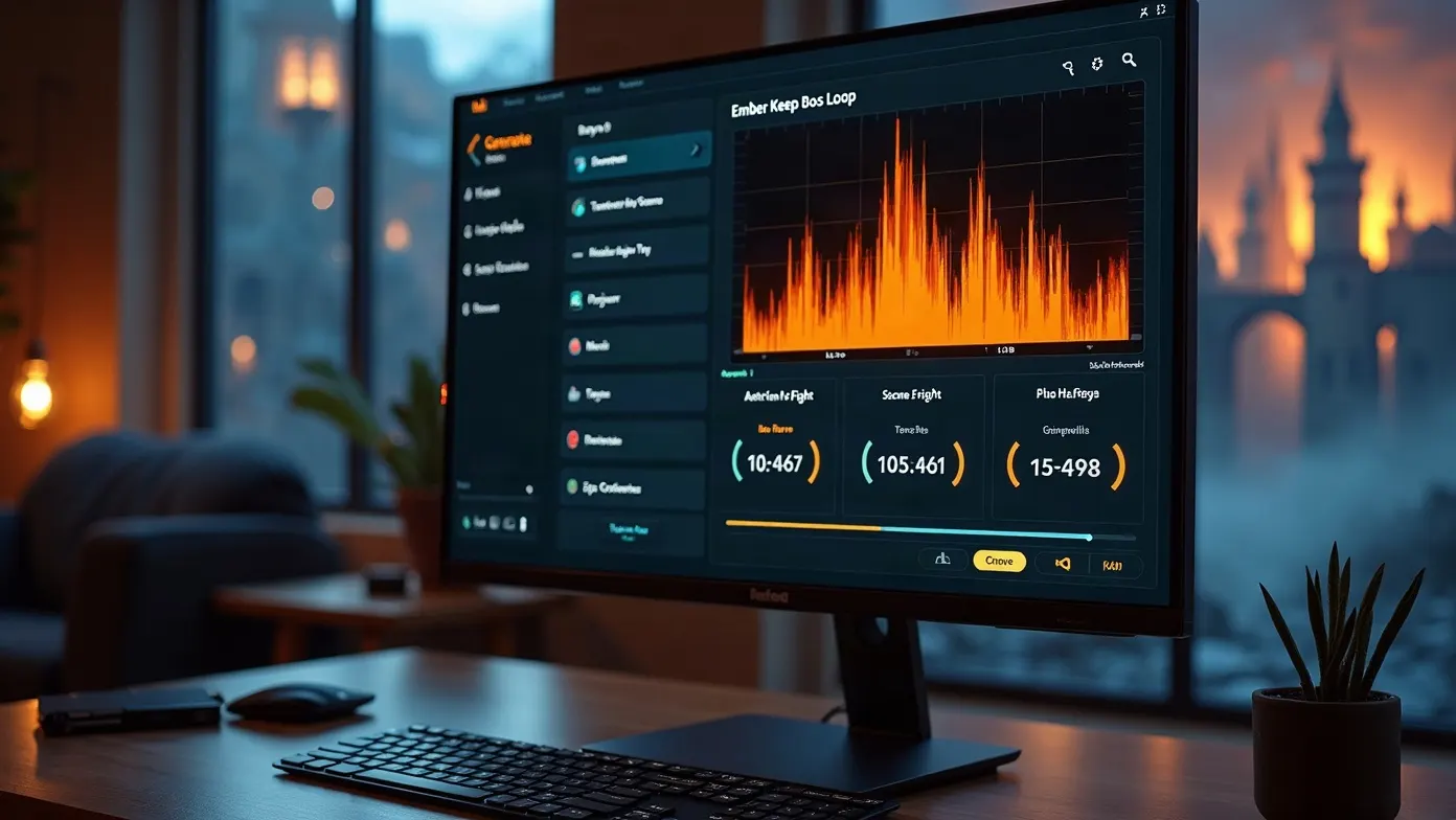 Game music maker interface generating a looping battle cue from a scene brief.